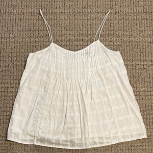 J. Crew White Smocked Spaghetti-Strap Camisole